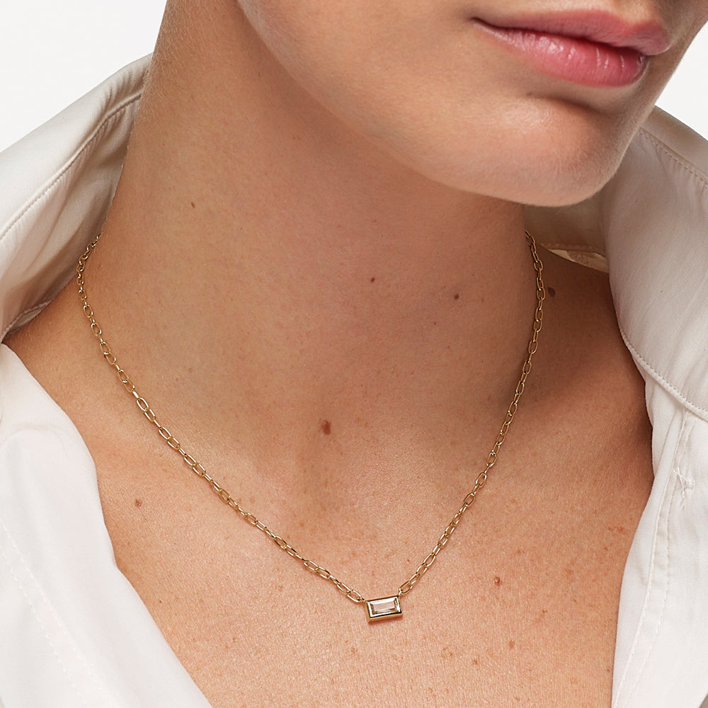 Elegant 0.27 TCW Baguette Lab Grown Diamond Bezel Necklace 3