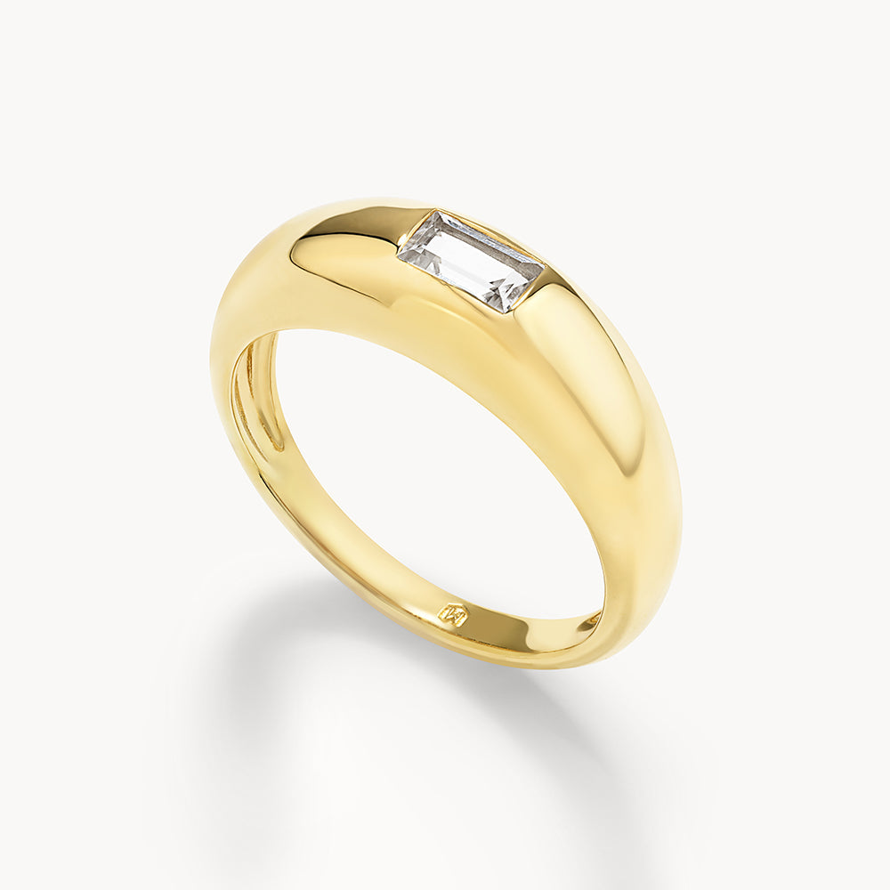 0.4 TCW Baguette Lab Grown Diamond Gold Solitaire Wedding Band