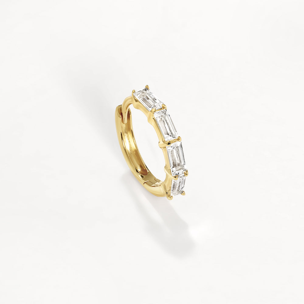 1.0 TCW Baguette Lab Grown Diamond Huggie Earrings in Gold 4