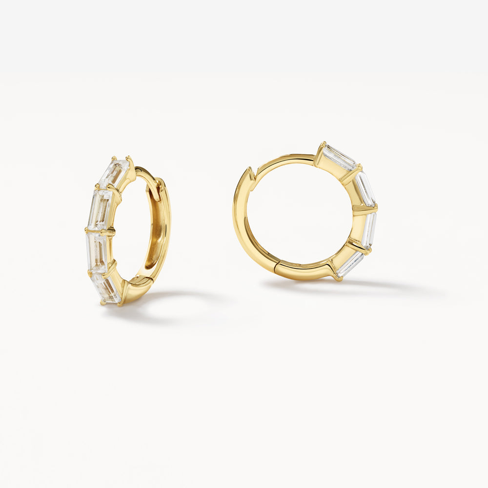 1.0 TCW Baguette Lab Grown Diamond Huggie Earrings in Gold 1