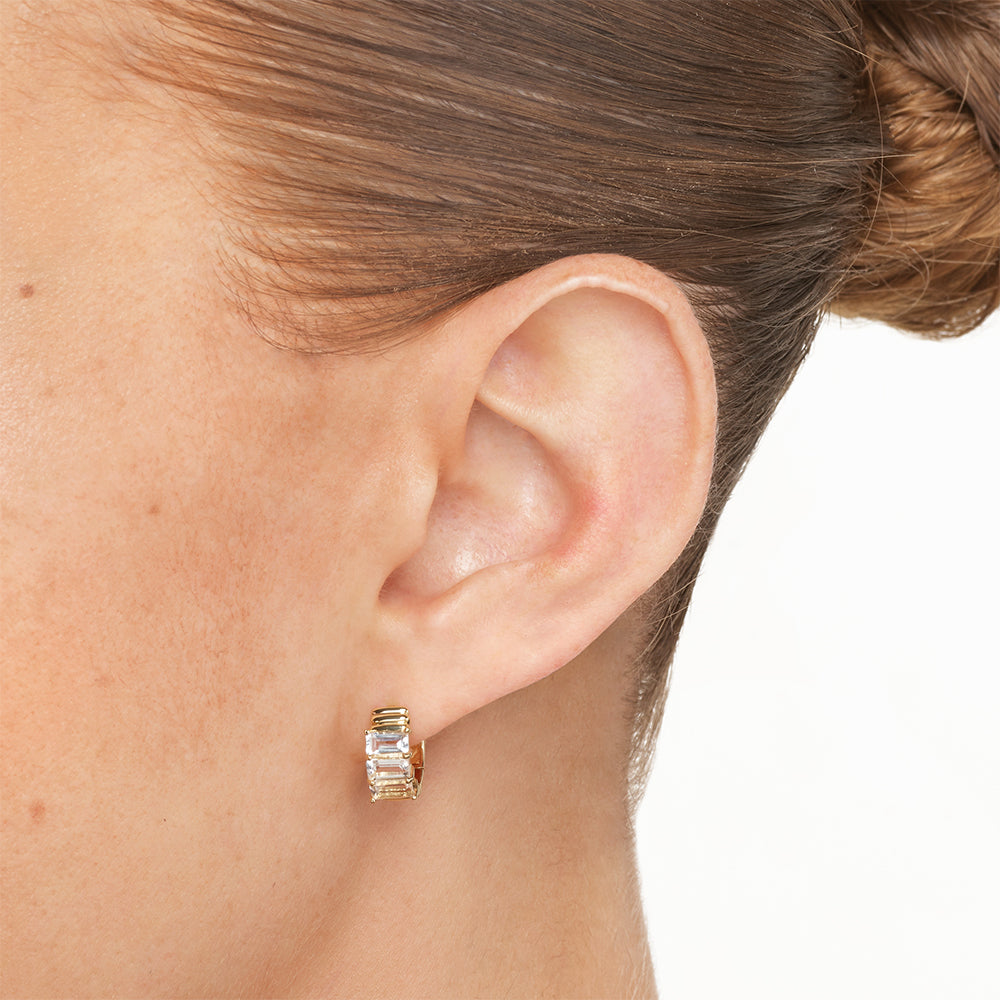 Elegant 0.11 TCW Baguette Lab Grown Diamond Gold Hoop Earrings 4