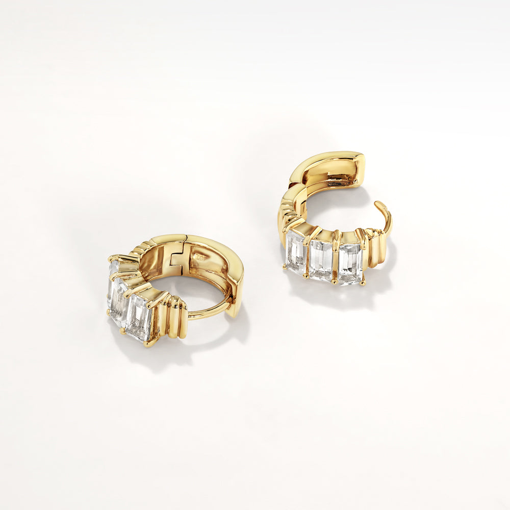 Elegant 0.11 TCW Baguette Lab Grown Diamond Gold Hoop Earrings 5