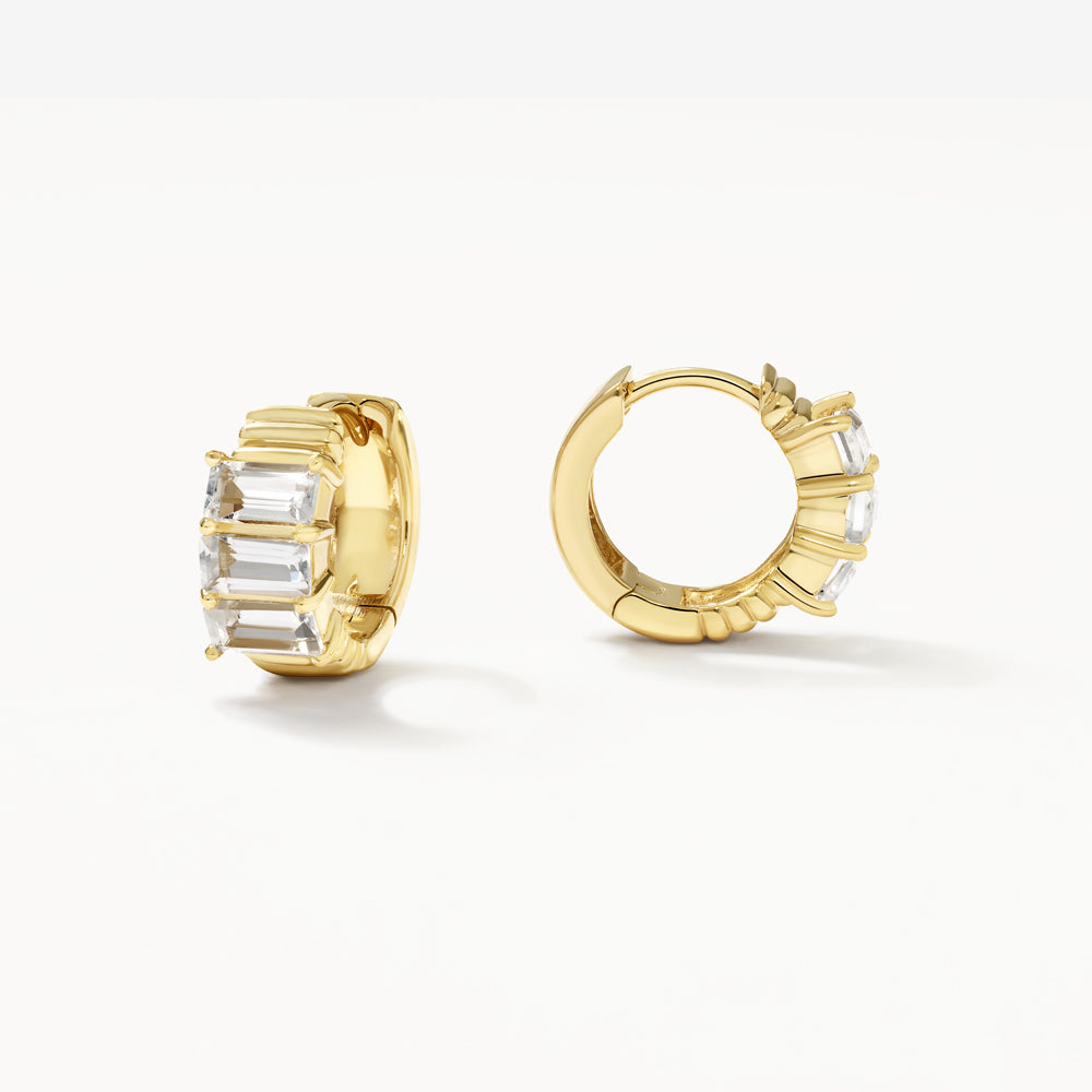 Elegant 0.11 TCW Baguette Lab Grown Diamond Gold Hoop Earrings 1