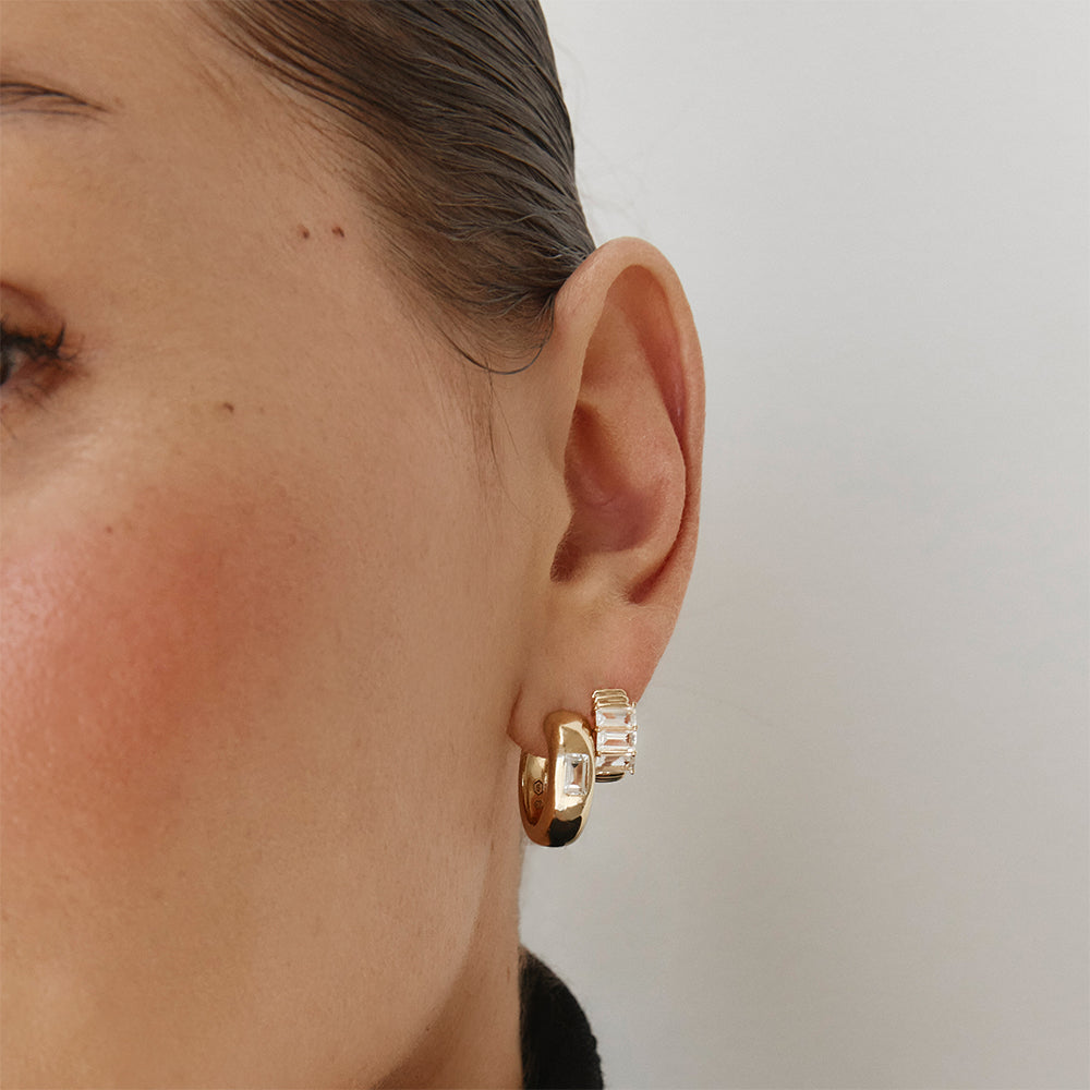 Elegant 0.11 TCW Baguette Lab Grown Diamond Gold Hoop Earrings 2