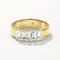 Load image into Gallery viewer, 0.11 TCW Baguette Lab Grown Diamond 5 Stone Gold Wedding Band
