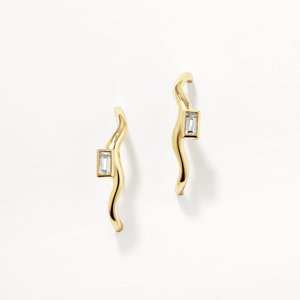 Elegant 0.70 TCW Baguette Lab Made Diamond Wave Earrings