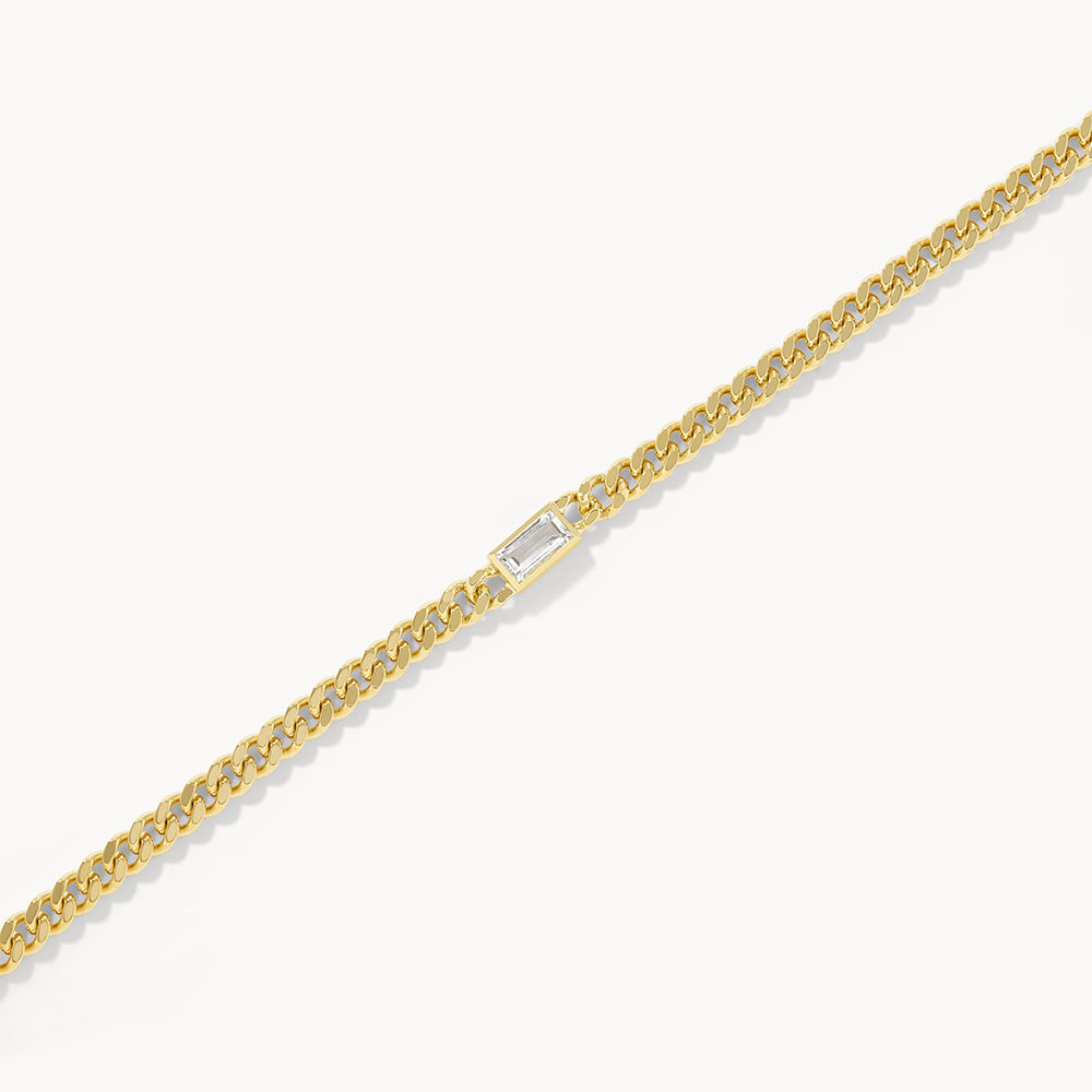 Elegant 0.4 TCW Baguette Lab Grown Diamond Curb Chain Bracelet