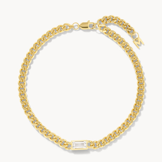 Elegant 0.4 TCW Baguette Lab Grown Diamond Curb Chain Bracelet