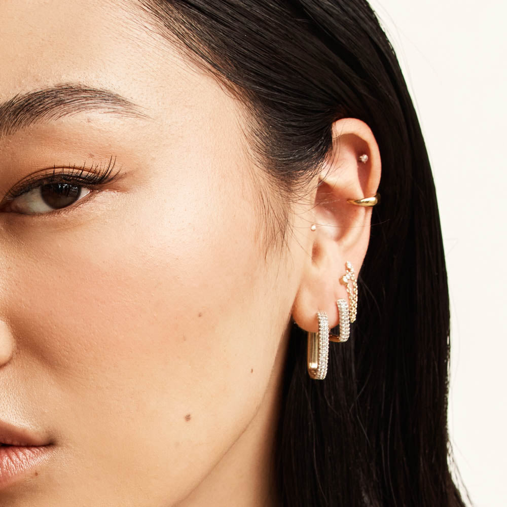 Radiant 0.42 TCW Round Lab Diamond Sleek Hoop Earrings 6