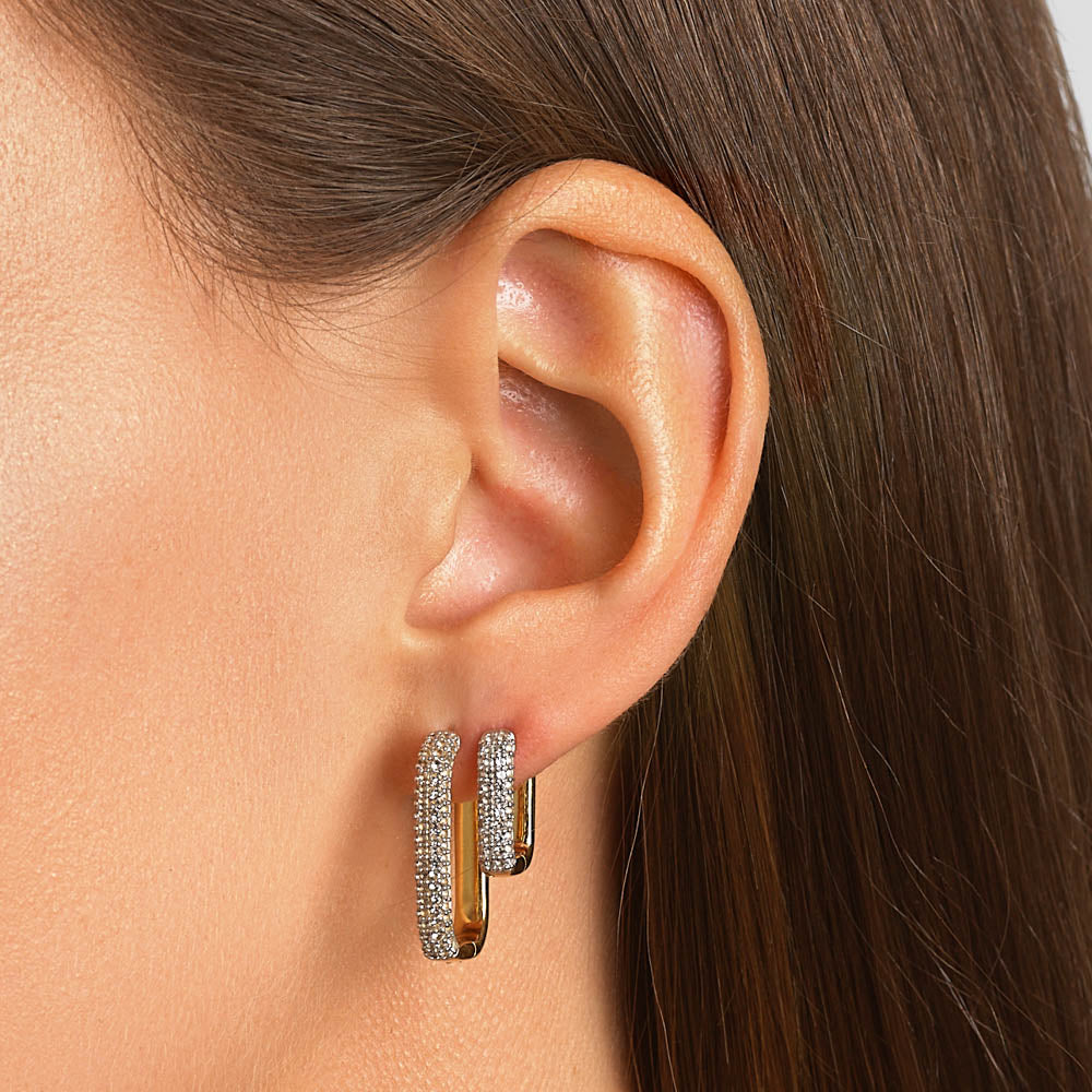 Radiant 0.42 TCW Round Lab Diamond Sleek Hoop Earrings 5