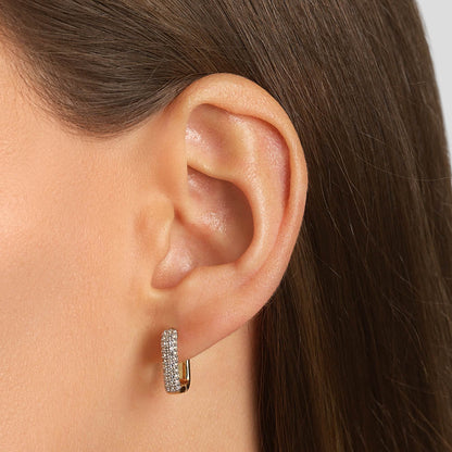 Radiant 0.42 TCW Round Lab Diamond Sleek Hoop Earrings 9