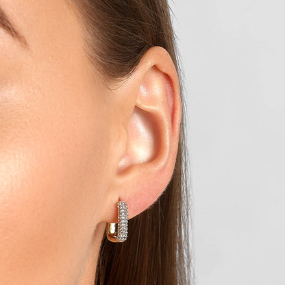 Radiant 0.42 TCW Round Lab Diamond Sleek Hoop Earrings 2