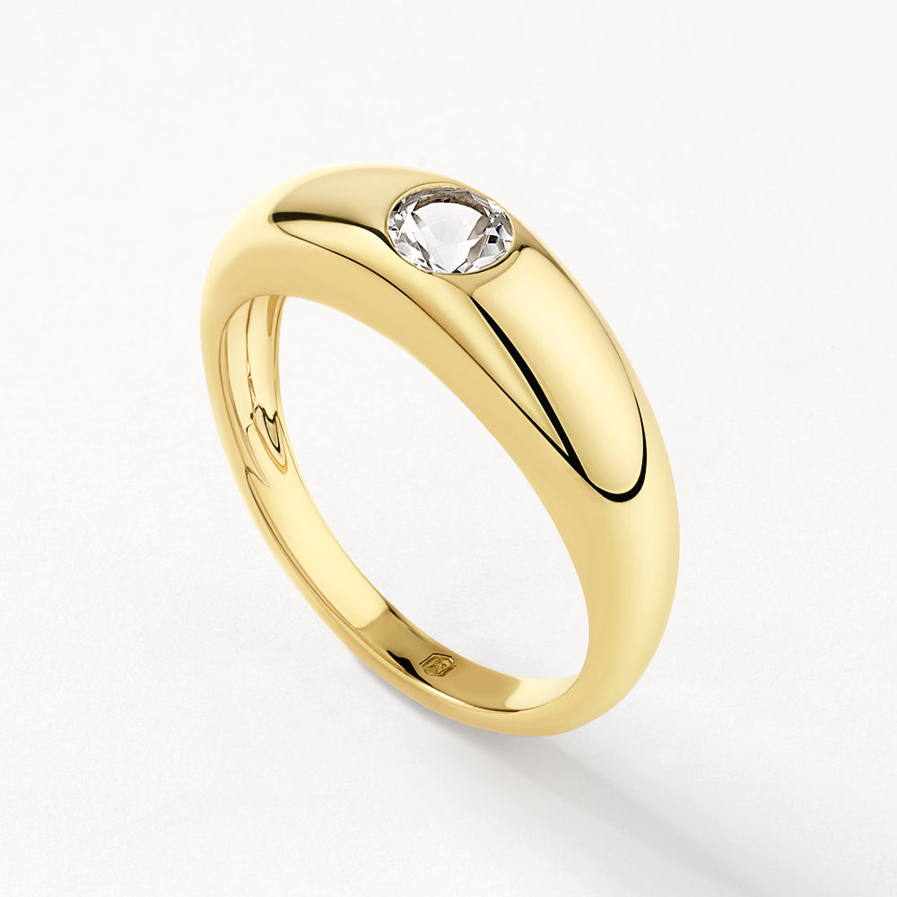 Radiant 0.47 CT Round Lab-Grown Diamond Solitaire Gold Wedding Band