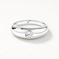 Load image into Gallery viewer, Lustrous White Topaz Round Curve Silver Pinky Ring
