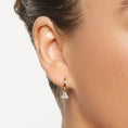 Load image into Gallery viewer, 0.15 TCW Round Lab Grown Diamond Tri-Cluster Hoop Earrings
