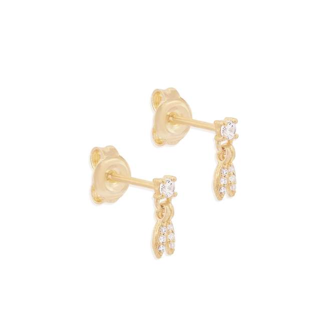 Elegant 0.05 TCW Round Diamond Drop Wish Stud Earrings 1