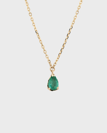 0.50 CT Pear-Cut Emerald Lab-Made Diamond Necklace in Gold Setting 1