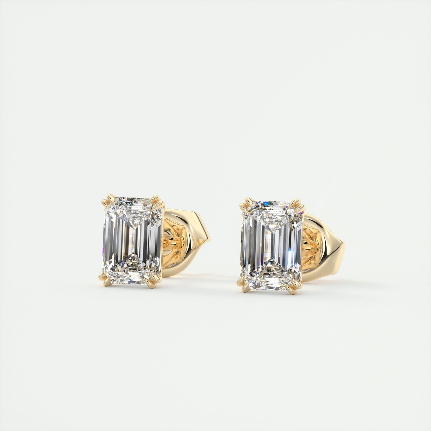 1.0 TCW Emerald Cut Lab Grown Diamond Solitaire Stud Earrings 9