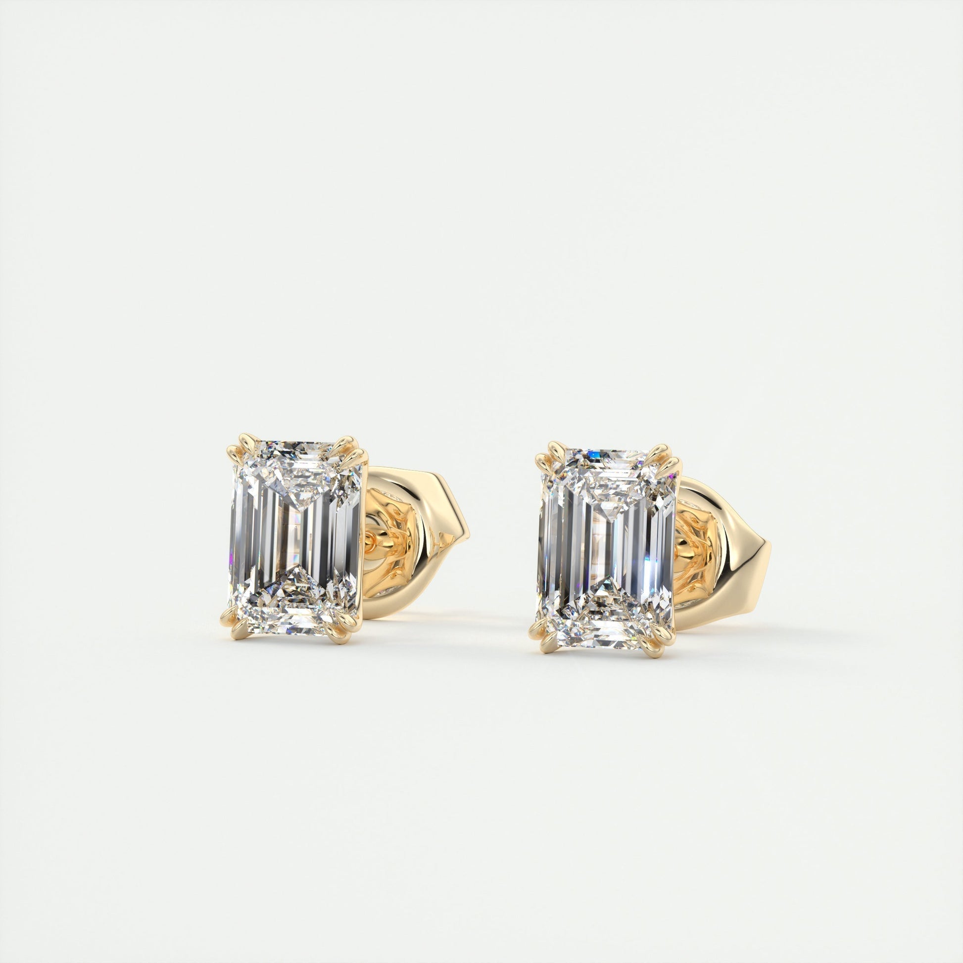 1.0 TCW Emerald Cut Lab Grown Diamond Solitaire Stud Earrings 9