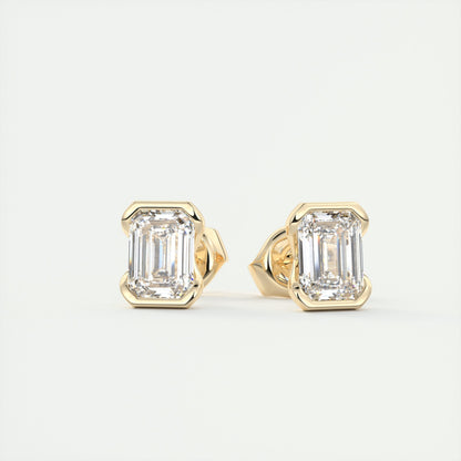 1.0 Carat Emerald-Cut Lab Grown Diamond Solitaire Earrings 5
