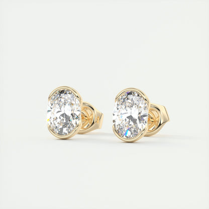1.0 TCW Oval Lab Grown Diamond Solitaire Studs 9