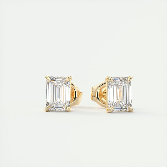 1.0 Carat Emerald-Cut Lab Grown Diamond Stud Earrings