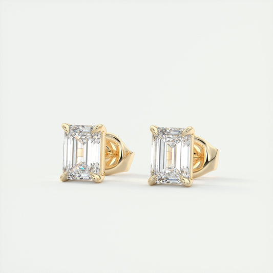 1.0 Carat Emerald-Cut Lab Grown Diamond Stud Earrings