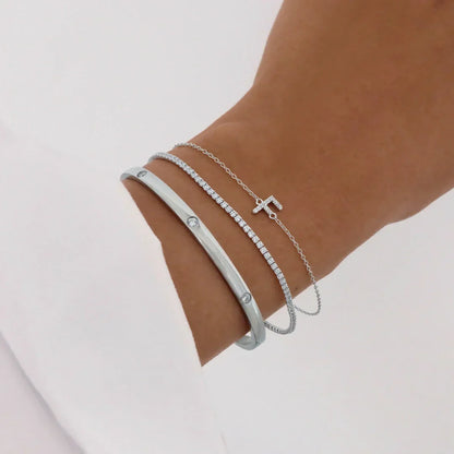 0.05 CT Round Lab-Grown Diamond Gold Bangle Bracelets 13