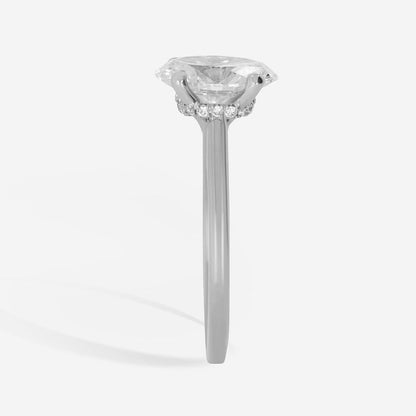 Solitaire & Hidden Halo-1.5 CT Oval Lab Grown Diamond Engagement Ring