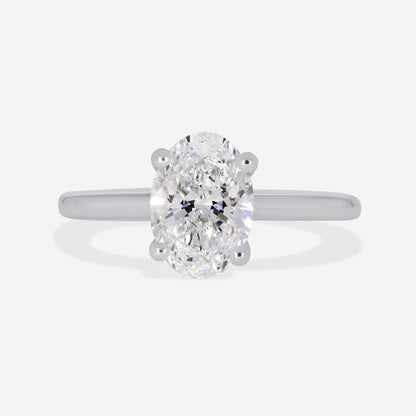 Solitaire & Hidden Halo-1.5 CT Oval Lab Grown Diamond Engagement Ring