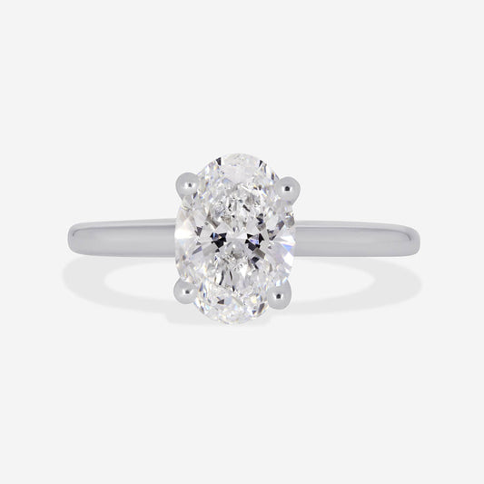 Solitaire & Hidden Halo-1.5 CT Oval Lab Grown Diamond Engagement Ring