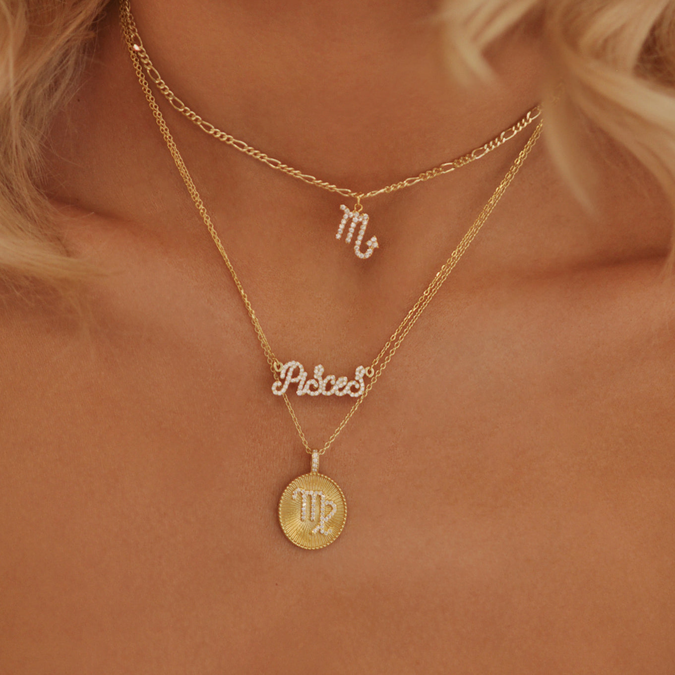 0.25 TCW Round Lab-Grown Diamond Zodiac Name Necklace Collection