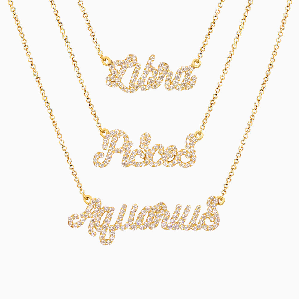 0.25 TCW Round Lab-Grown Diamond Zodiac Name Necklace Collection 1