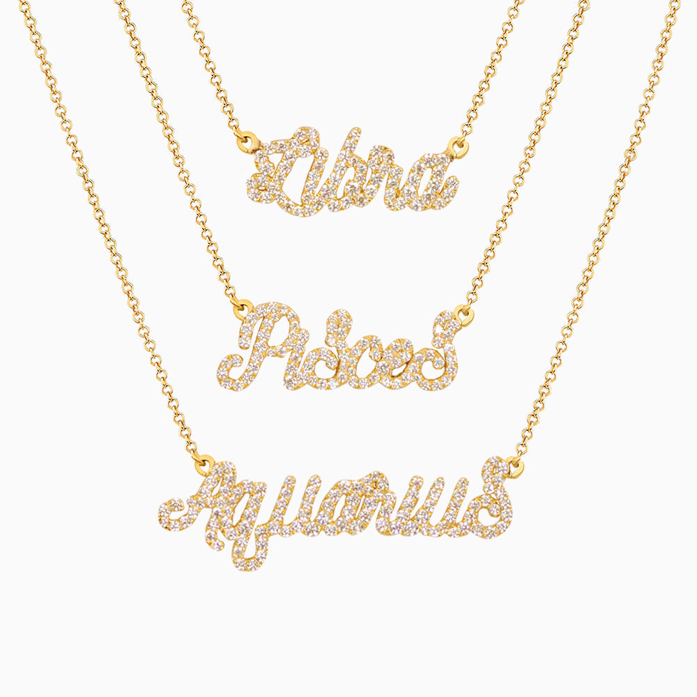 0.25 TCW Round Lab-Grown Diamond Zodiac Name Necklace Collection