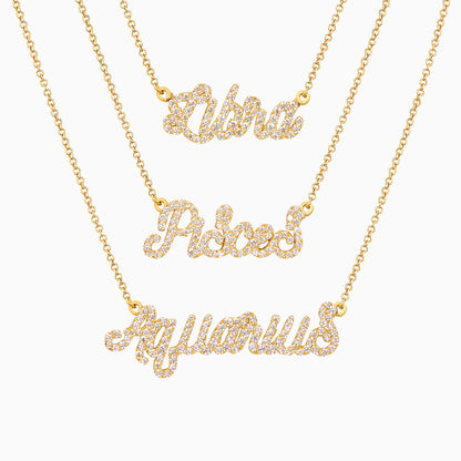0.25 TCW Round Lab-Grown Diamond Zodiac Name Necklace Collection 1