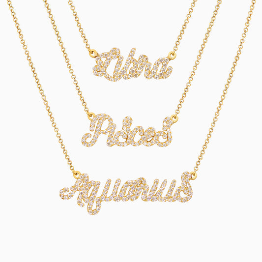 0.25 TCW Round Lab-Grown Diamond Zodiac Name Necklace Collection